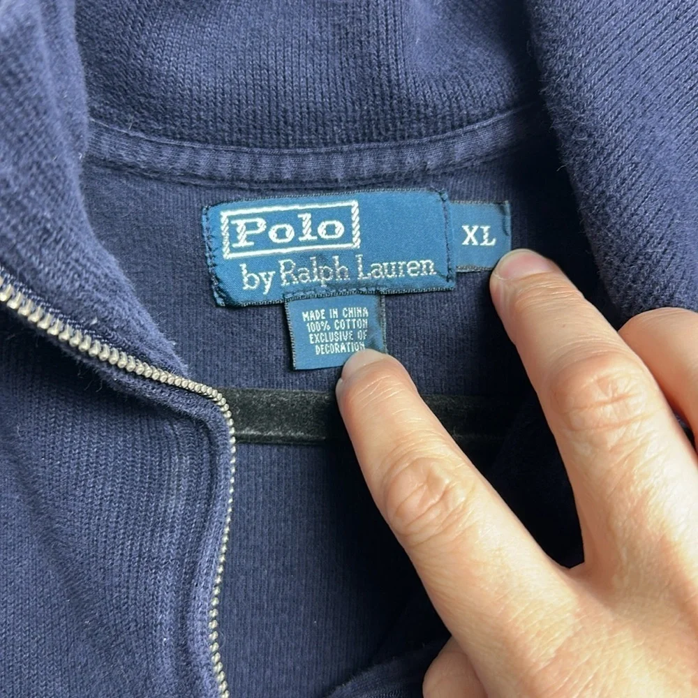 Men’s Polo by Ralph Lauren Navy Blue Quarter Zip knit Size X-Large